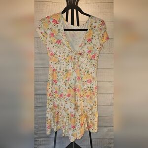 Planet Gold Pastel Floral V Neck Dress